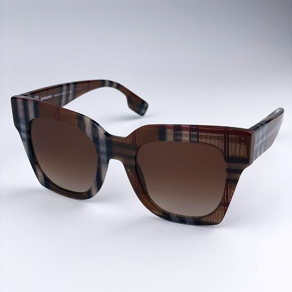 NEW Burberry BE4364 KITTY 396713 Check Brown Gradient Square Unisex Sunglasses - Picture 4 of 10